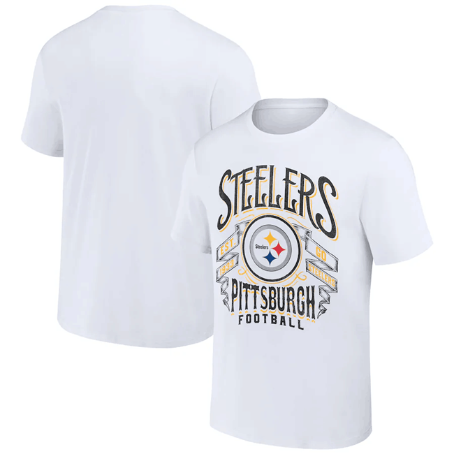 Men's Pittsburgh Steelers White x Darius Rucker Collection Vintage Football T-Shirt